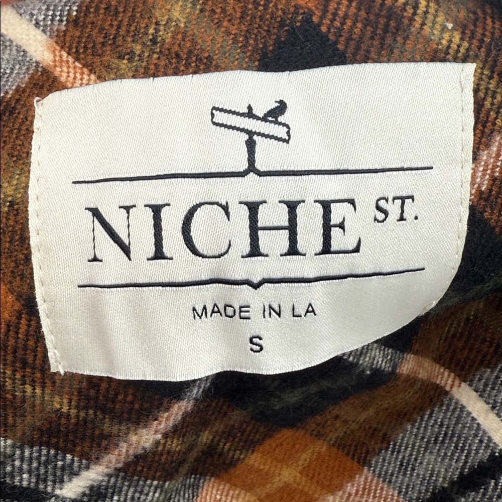 NICHE ST. plaid check boxy wrap short sleeve kimono robe shirt size S - Picture 7 of 9